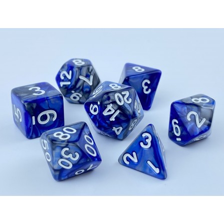 RPG dice set - Blue/Silver