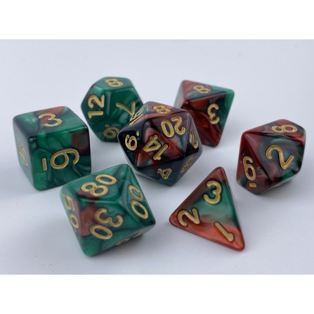 RPG dice set - Green/Red