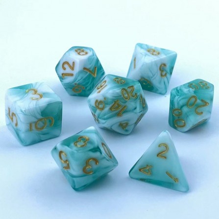 RPG dice set - Mint/White
