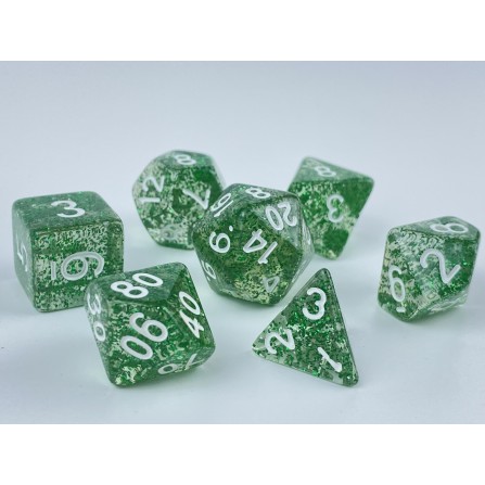 RPG dice set - Green Glitter
